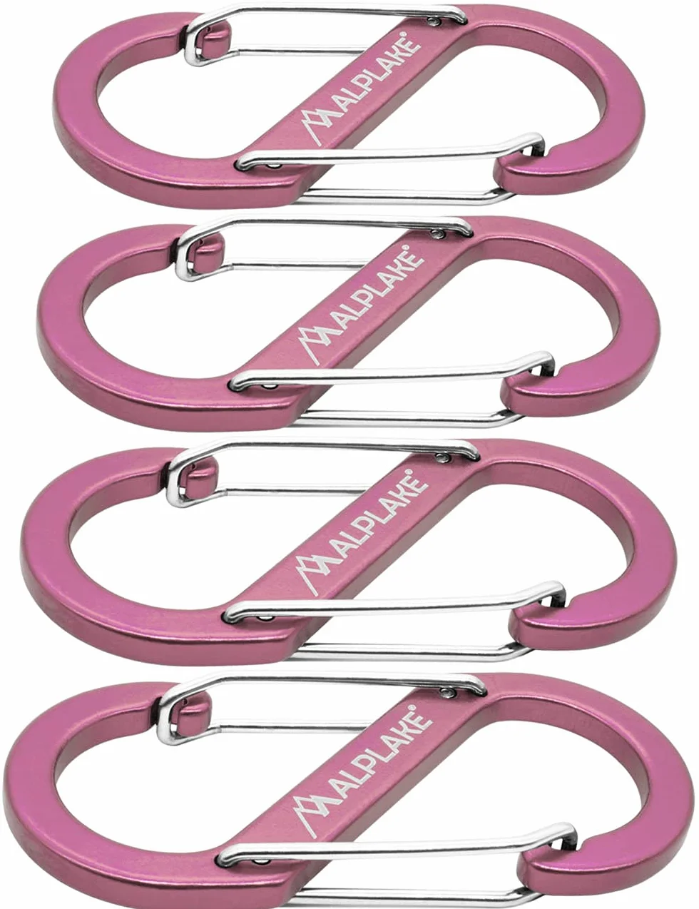 Zestaw 4 moschettoni doppi micro forma S 88 x 40 mm rosa