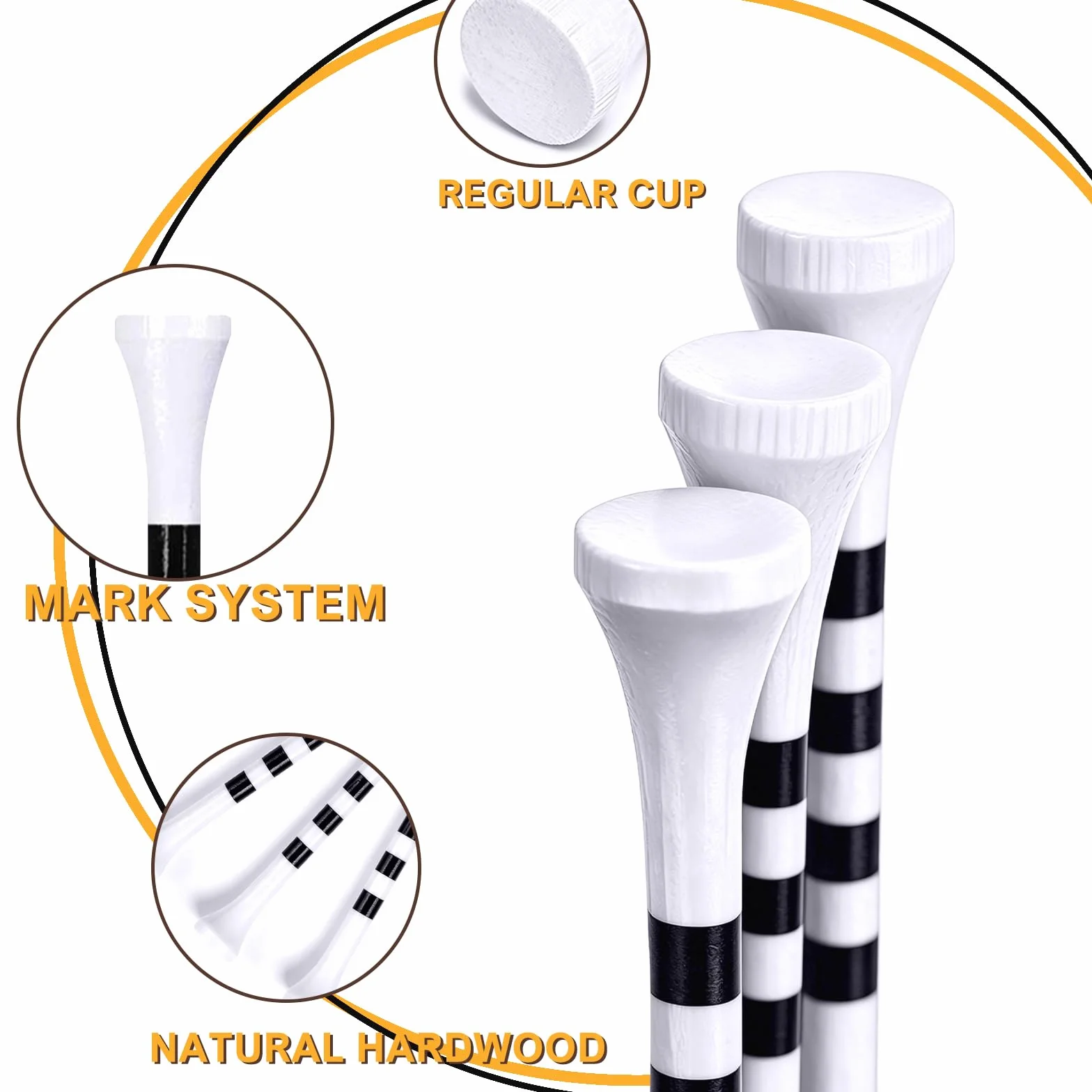 Tee Golf Legno Bambù 100 Pezzi 38mm 70mm 83mm Bianco Rosso Blu Giallo Nero Rosa