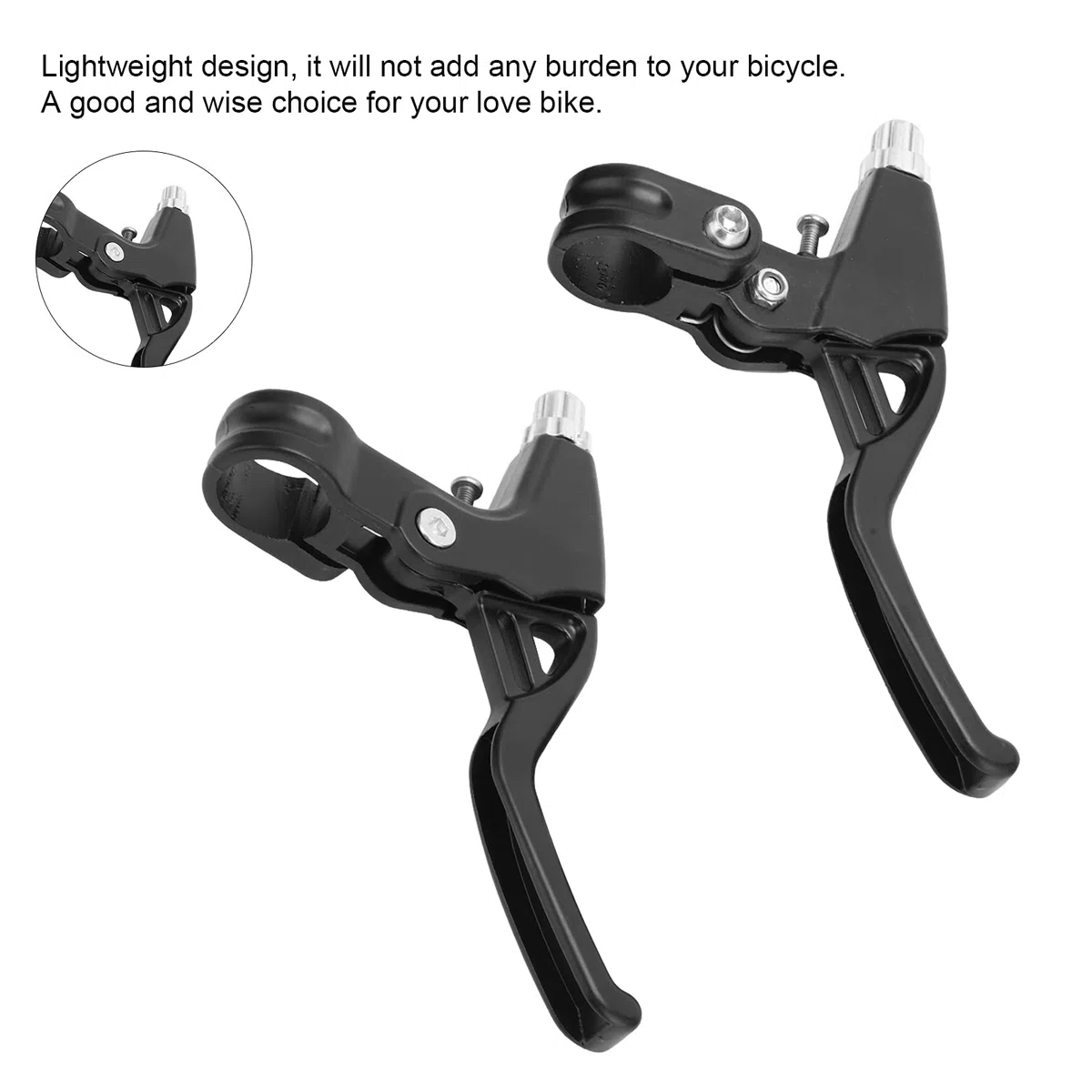 1 paio di leve freno universali per bici con manubrio freno a V in lega di alluminio per la maggior parte delle bici da strada MTB, 2,2 cm (Nero)