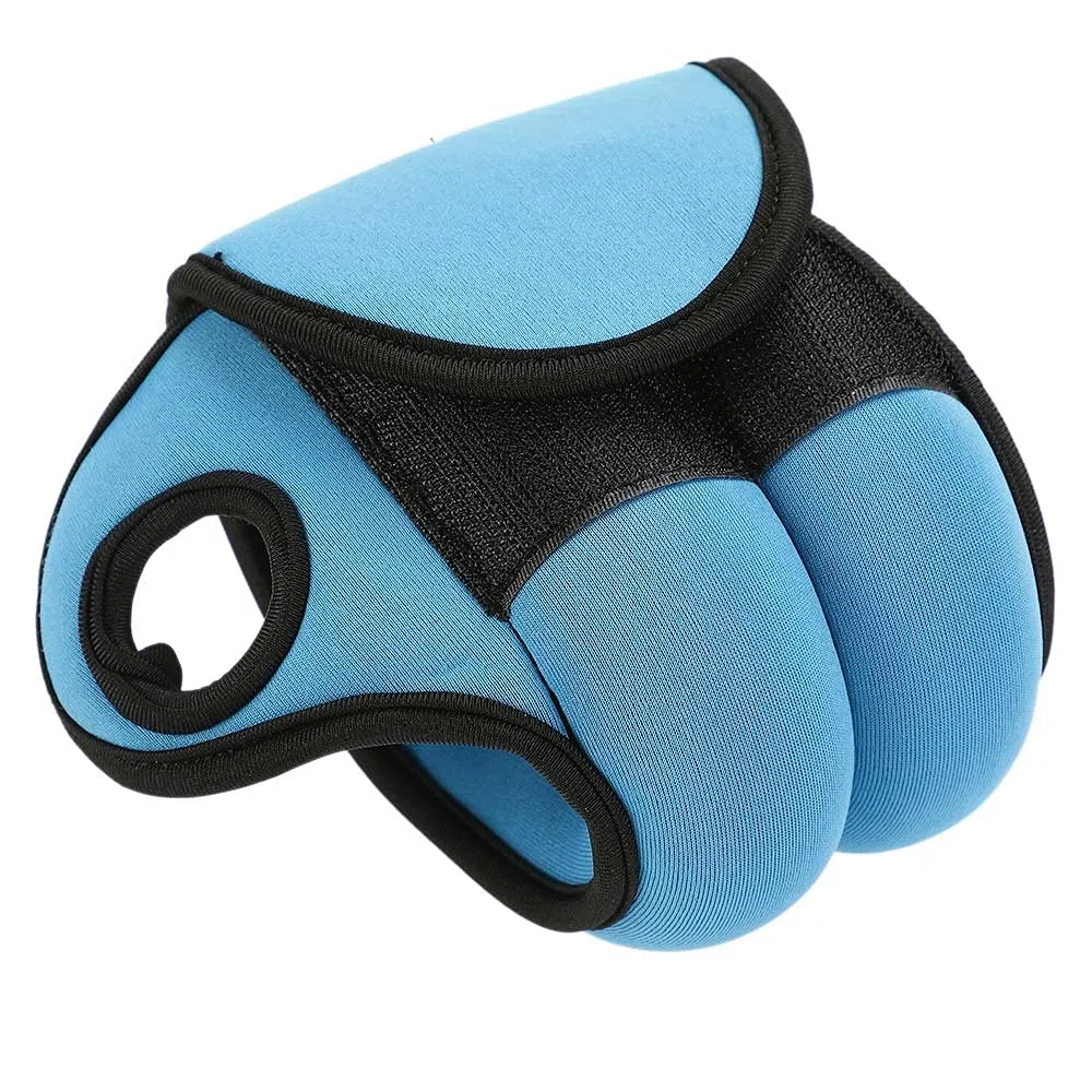 BAKAJI Set 2 Pesi per Polsi da 0,5 Kg Allenamento Palestra Aerobica Fitness Potenziamento Muscolare in Tessuto Neoprene con Foro per Pollice Chiusura Strappo Regolabile Peso Totale 1 Kg Azzurro