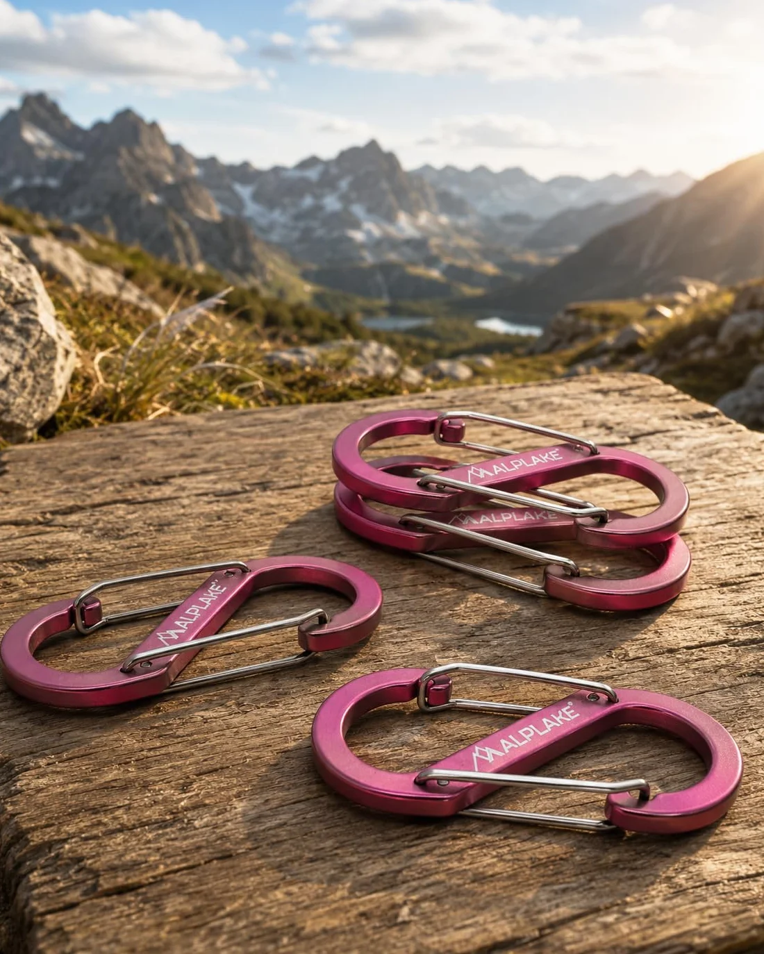 Zestaw 4 moschettoni doppi micro forma S 88 x 40 mm rosa