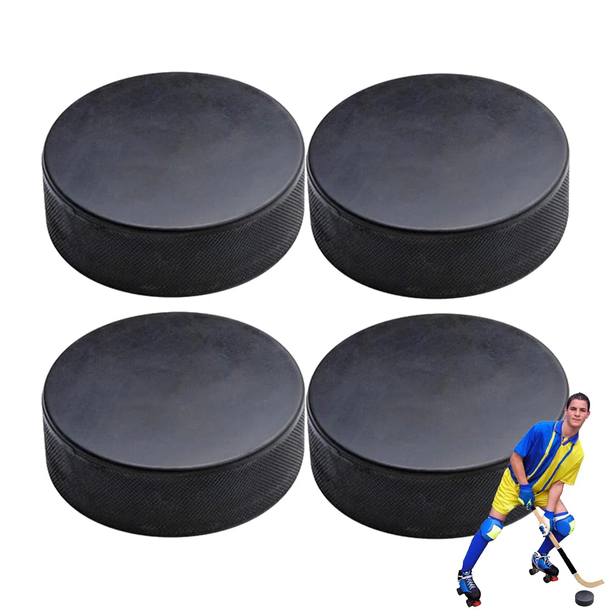 Dischi Da Hockey Su Ghiaccio - 4 X Regolamento Ufficiale Gioco Di Formazione Con Rulli Di 3 Pollici Di Diametro E 1 Pollici Di Spessore | Attrezzature Sportive Indoor Durevole Per Uomini E Donne