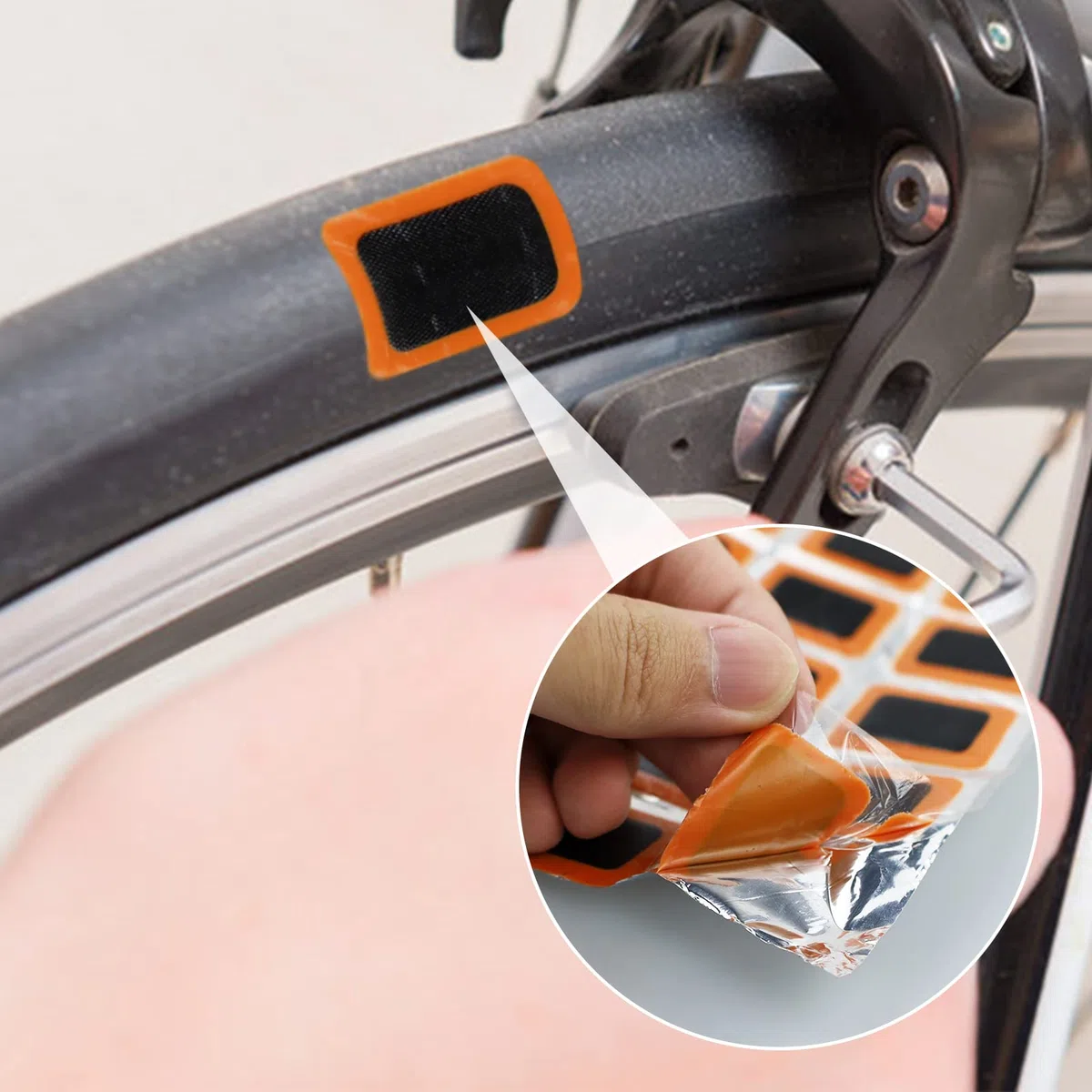 SZCXDKJ 96 Pezzi Toppe Quadrate+Toppe Tonde, Kit di Riparazione per Forature di Pneumatici di Bicicletta, Toppe di Gomma per Riparazione di Camere d'aria e Pneumatici di Bicicletta