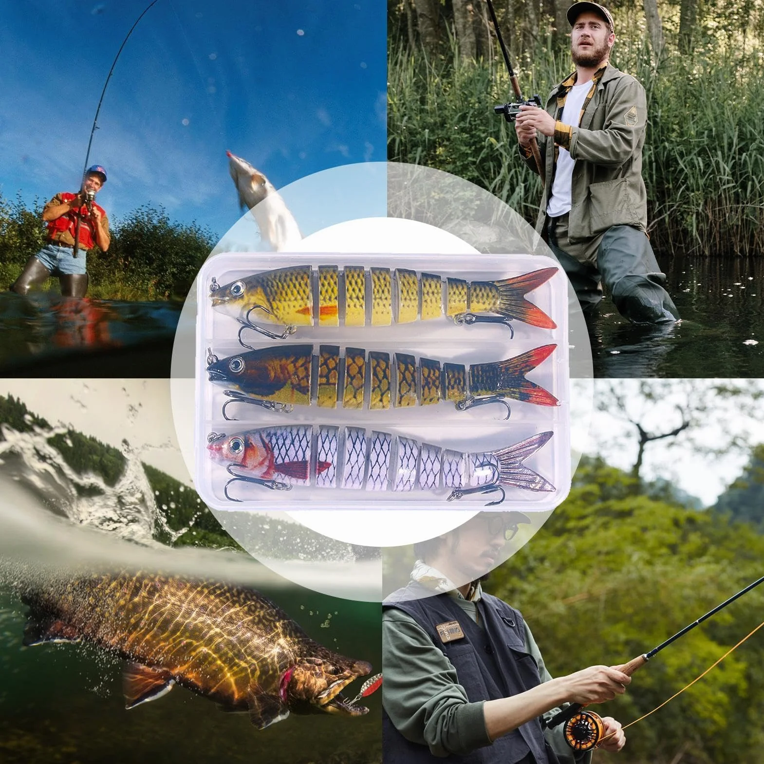 Swimbait Snodati Multipli 8 Sezioni per Pesca Spigola Acqua Salata