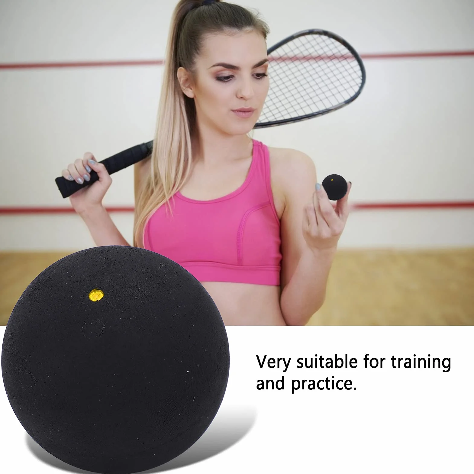 Palla da Squash Sportiva Resistente all'Usura Alto Rimbalzo Leggera Singolo Punto Giallo