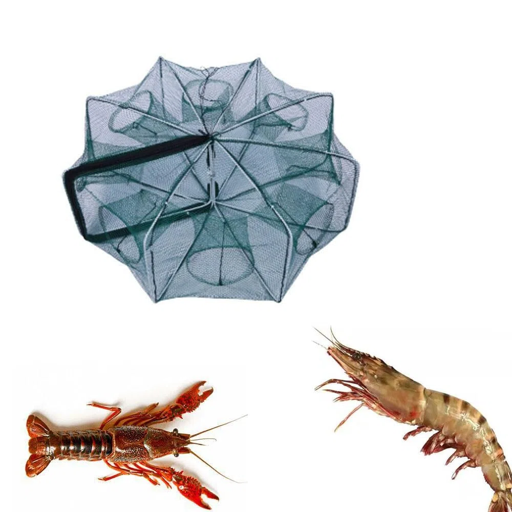 Trappola per Rete da Pesca, 6 Fori Automatica Gabbia, Portatile, Pieghevole, Per Granchi, Gamberi, Pesci, Pesciolini, Gamberetti, Trappola Per Gamberetti, Trappola Pesci, Rete Trappola Pesca