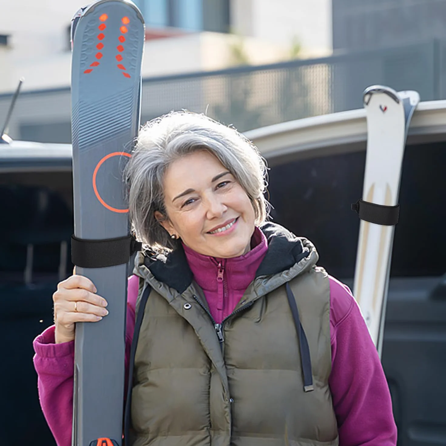 Cinghie da Sci da 8 Pezzi, Strumenti per Attacchi da Snowboard, Cinghie in Nylon, Cinghie Elastiche, Cinghie Regolabili