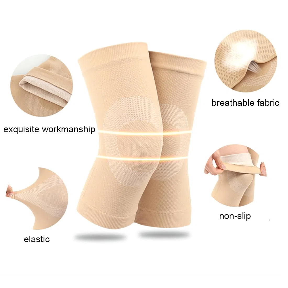 ginocchiera per artrosi ginocchio,ginocchiere powerlifting,fascia elastica ginocchio,ginocchiera sportiva,1 paio per alleviare il dolore durante l'attività fisica e dopo l'infortunio (beige,L)