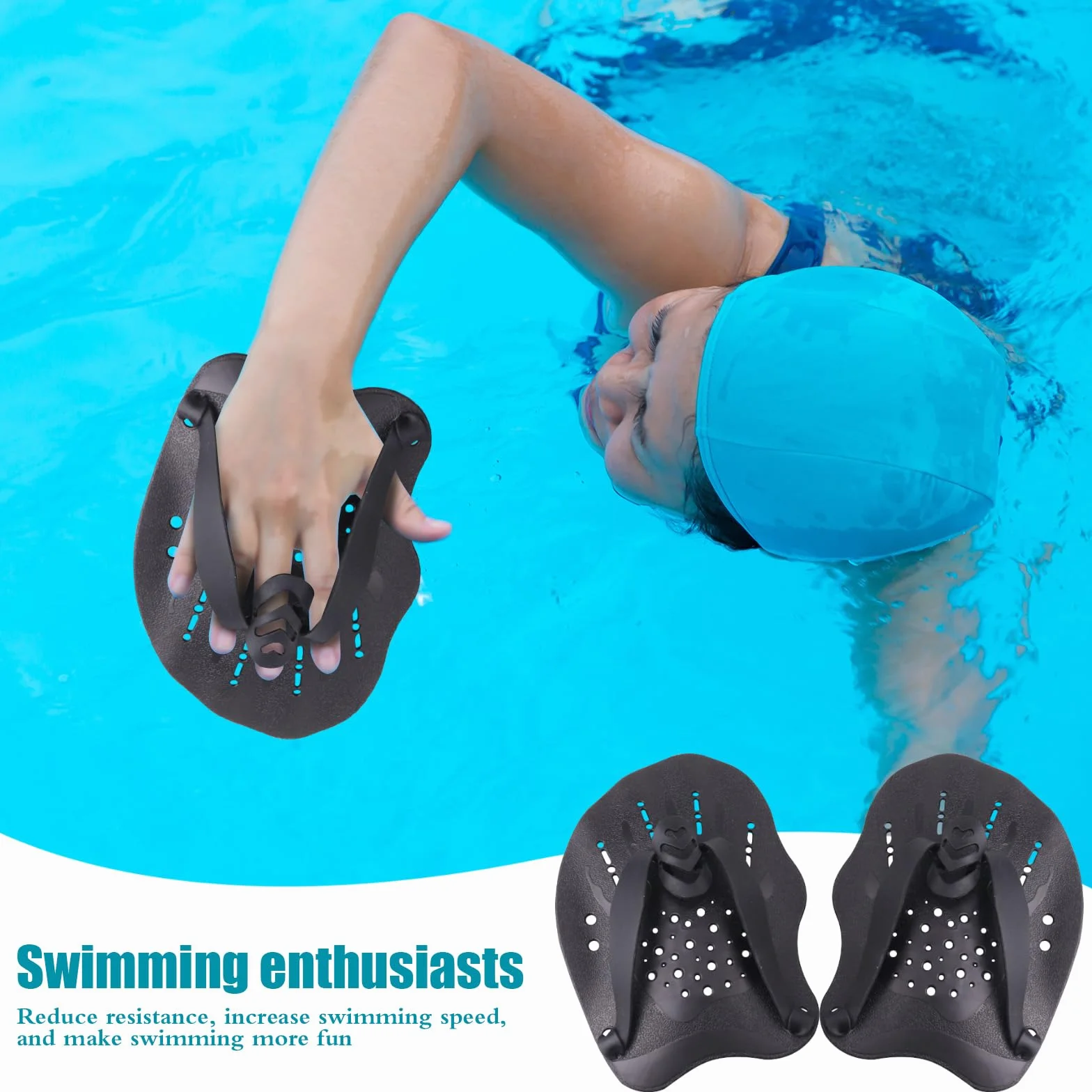 Palette Nuoto, Hand Paddle, Pagaia Manuale da Nuoto, Pinne per Mani Professionale, Accessori Piscina, Palette Professionale Accessori per Esercizio in Piscina per Adulti Unisex