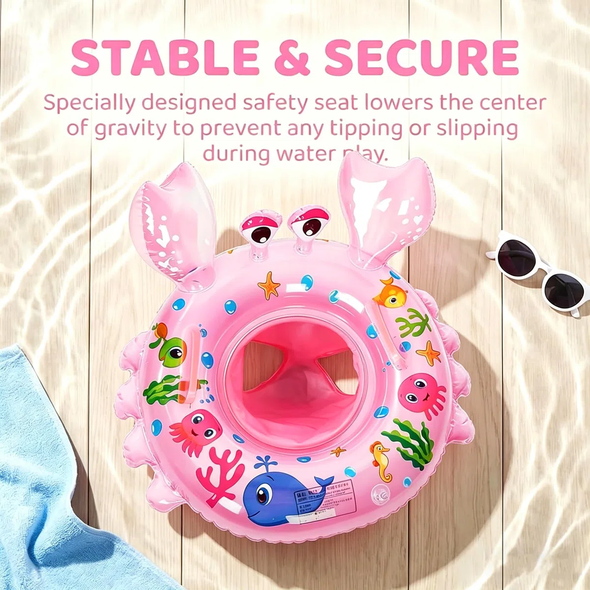 Anello di Nuoto per Bebè, Anello di Nuoto Bambini, Baby Float Salvagente Gonfiabile Giocattoli per Bebè da 1 a 3 Anni, Piscina Estiva All'aperto - Rosa