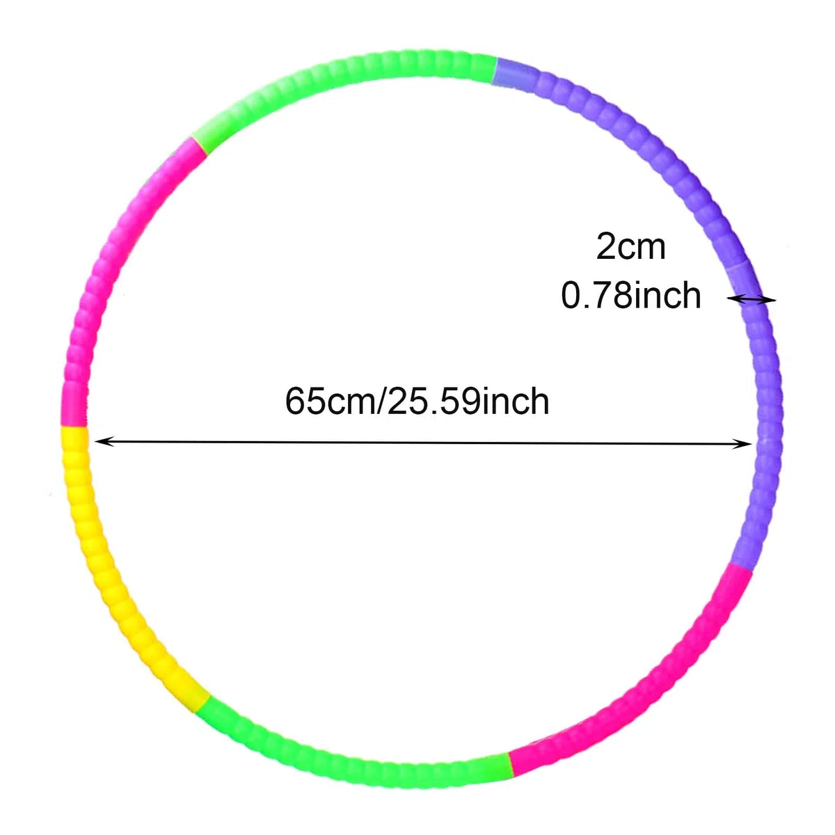 Hula Hoop pieghevole in plastica, 7 sezioni, tubi colorati staccabili, per esercizi, fitness, ginnastica, danza, giochi di addestramento per animali domestici, per bambini e adulti