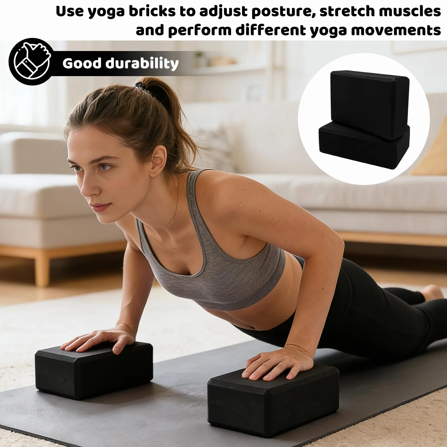 Set di 2 blocchi da yoga in schiuma EVA ad alta densità, antiscivolo, leggeri, per pilates, meditazione e stretching profondo, accessori per palestra e fitness