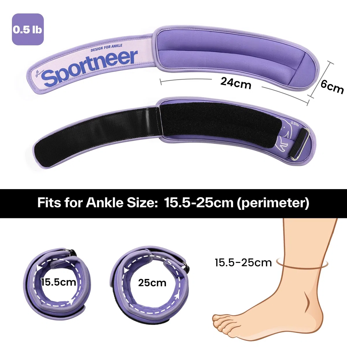 Sportneer Pesi per Caviglie 2 x 0,23 kg/2 x 0,45 kg, 2 x 0,9 kg, 2 x 1,36 kg, 2 x 2,27 kg Pesi per Polso Gamba Braccio per Donne Uomini Bambini con Cinghie Regolabili