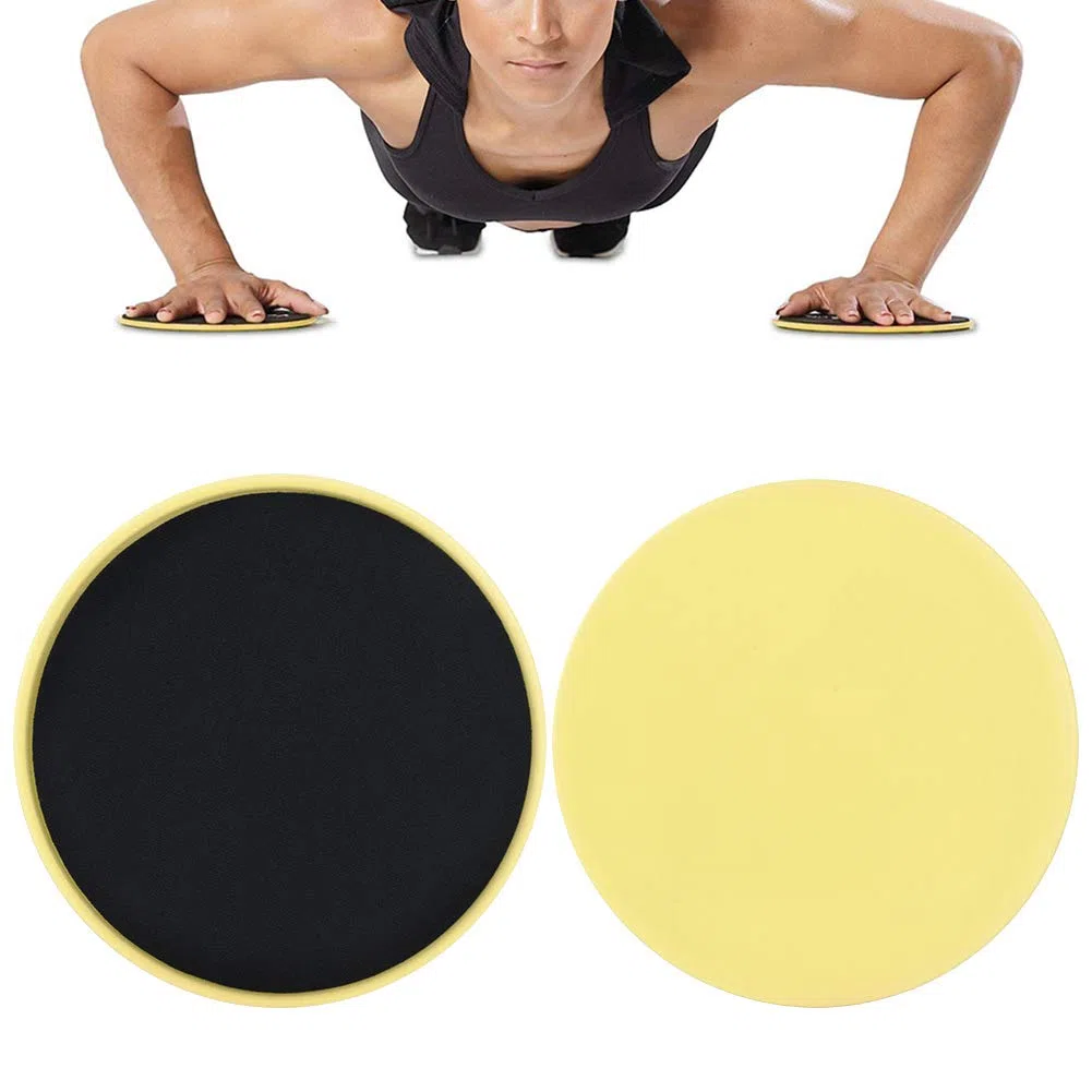 Cursori per dischi scivolanti, attrezzatura per il fitness addominale per attrezzi da palestra a disco scorrevole 2 pezzi per palestra, casa, yoga, pilates(Giallo)
