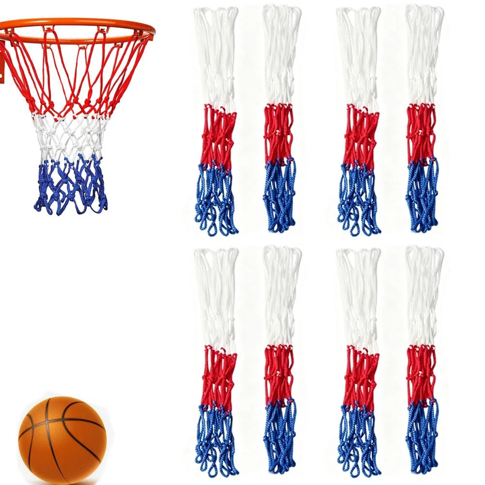 Rete da Basket per Pallacanestro da Basket,8 mini reti da basket di ricambio,per Interni, Esterni, Campi Scolastici,(8 Anelli)