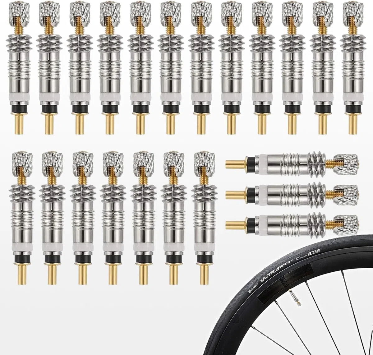 Uni-Fine 20 Pezzi Valvola Bici da Strada in Ottone, Valvola Bici Nucleo da Strada, Presta Valvola, Valvola Francese, Adattatore per Valvola di Ricambio Riparazione Bici