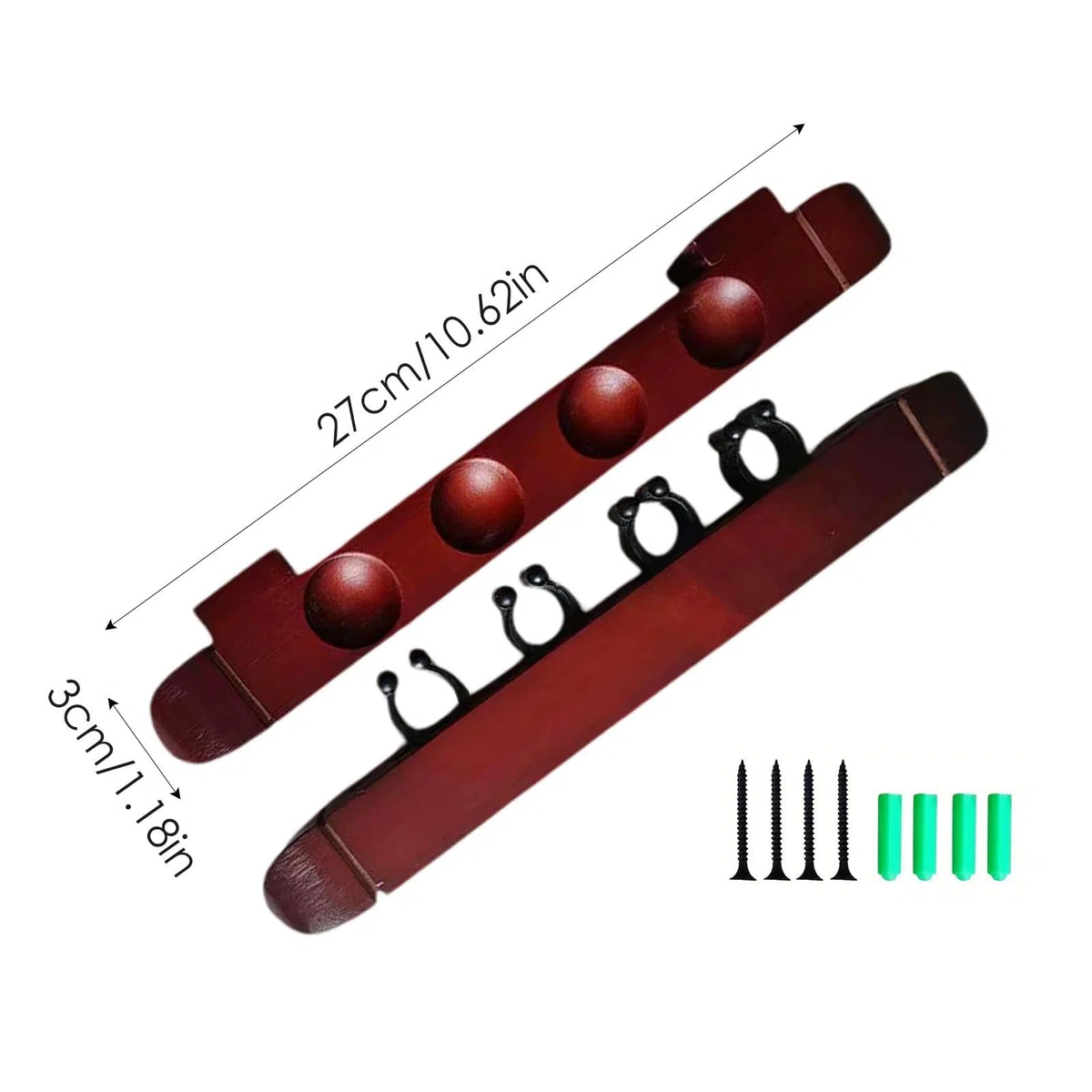 Generico Porta stecche da biliardo, porta stecche da biliardo - Porta stecche da biliardo con 4 clip per stecche,Rastrelliera in legno a parete per stecche da biliardo, rastrelliera da parete per