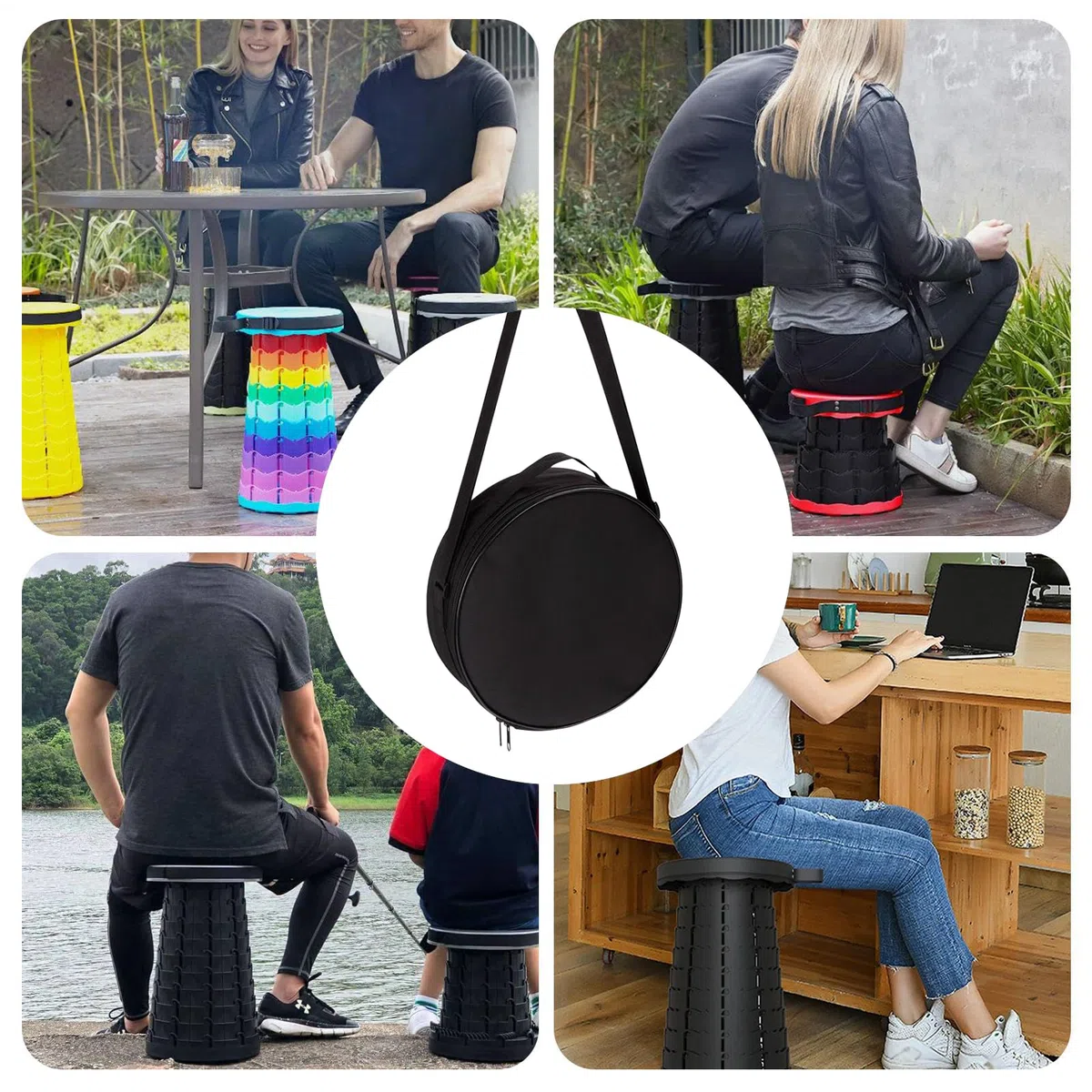 Generico Pieghevole Per Sgabello - Rotonda Con Tracolla, Borsa Da Viaggio Portatile, Per Sgabello Telescopico Campeggio Picnic Escursionismo Fotografia E Schizzi Attrezzatura Resistente Per S