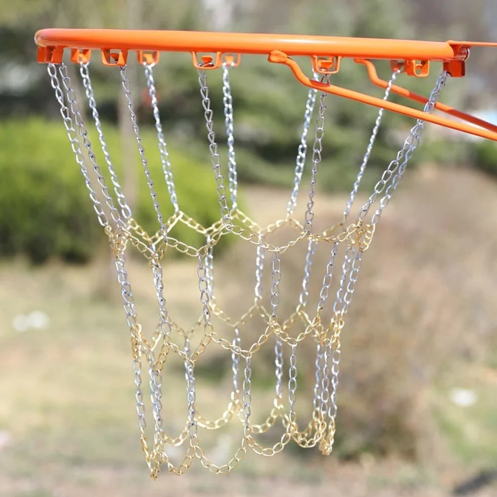 Rete da basket standard in metallo zincato per esterni interni argento e oro