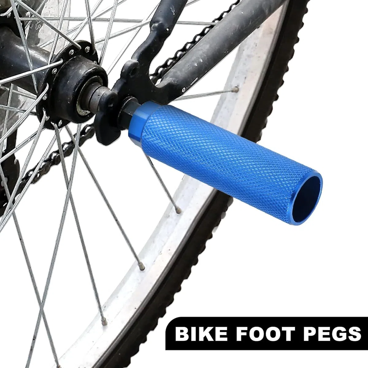 2 poggiapiedi blu per bicicletta, in lega di alluminio, antiscivolo, per BMX, per mountain bike, per ciclismo, poggiapiedi posteriori per acrobazie, compatibili con assi da 0,95 cm, accessori per