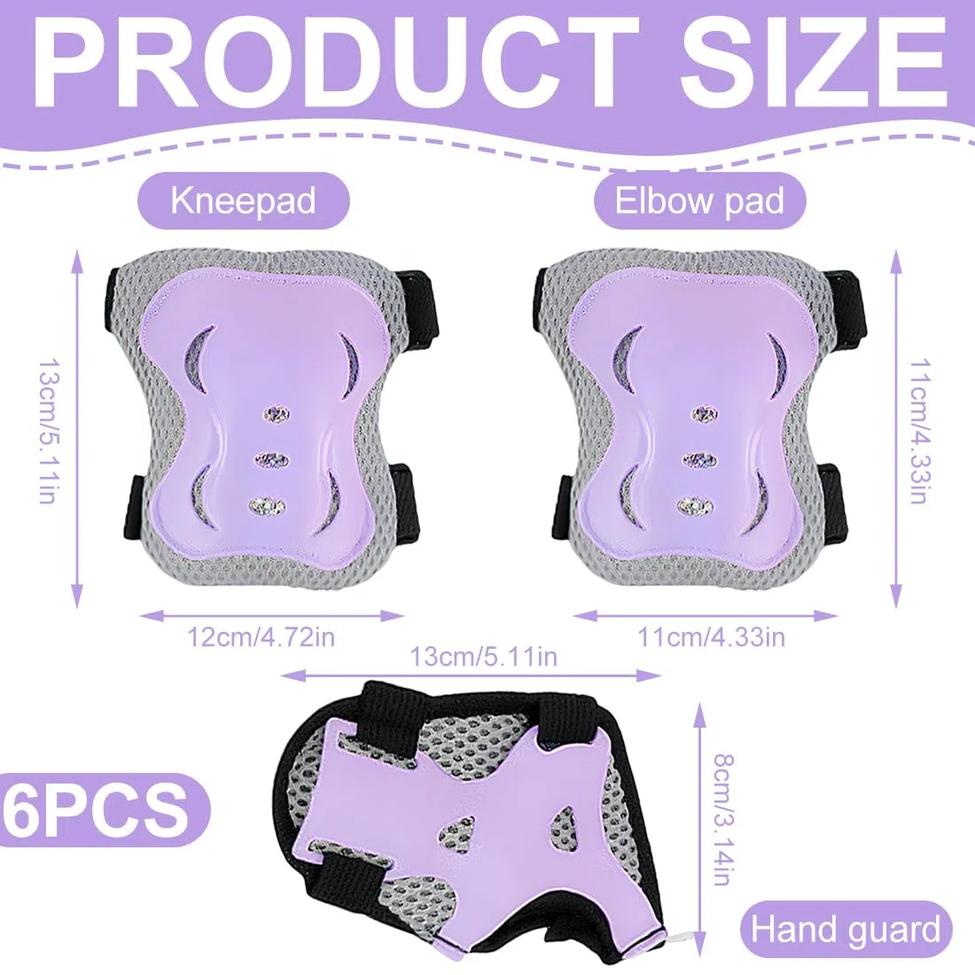 IKOPFLN 6 pezzi Set di Protezioni per Bambini, Ginocchiere per bambini, per skateboard, pattini in linea, hoverboard, bicicletta