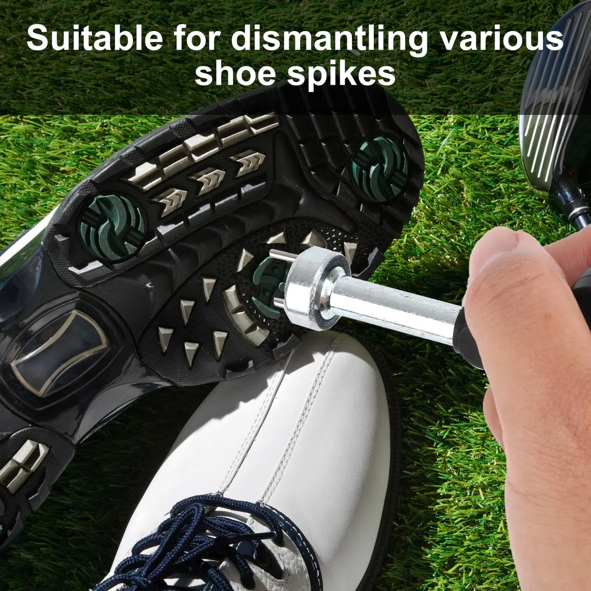 Chiave per Chiodi per Scarpe da Golf, Lega di Ferro Utensile per Chiodi di Ricambio per Scarpe da Golf con Impugnatura Comoda Rimozione Chiodi per Scarpe da Golf per Scarpe con Chiodi (Nero)