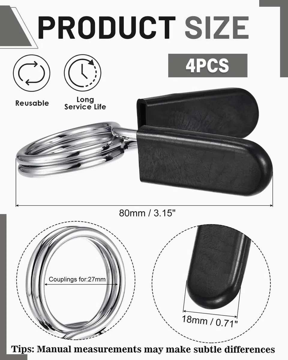 4 pcs 25 Mm Bilanciere Palestra,per Bilanciere con Chiusura a Molla,Chiusura a Molla in ABS,Morsetti per Bilanciere,per Sollevamento Pesi,Allenamento di Forza,Fissaggio a Manubri Corti