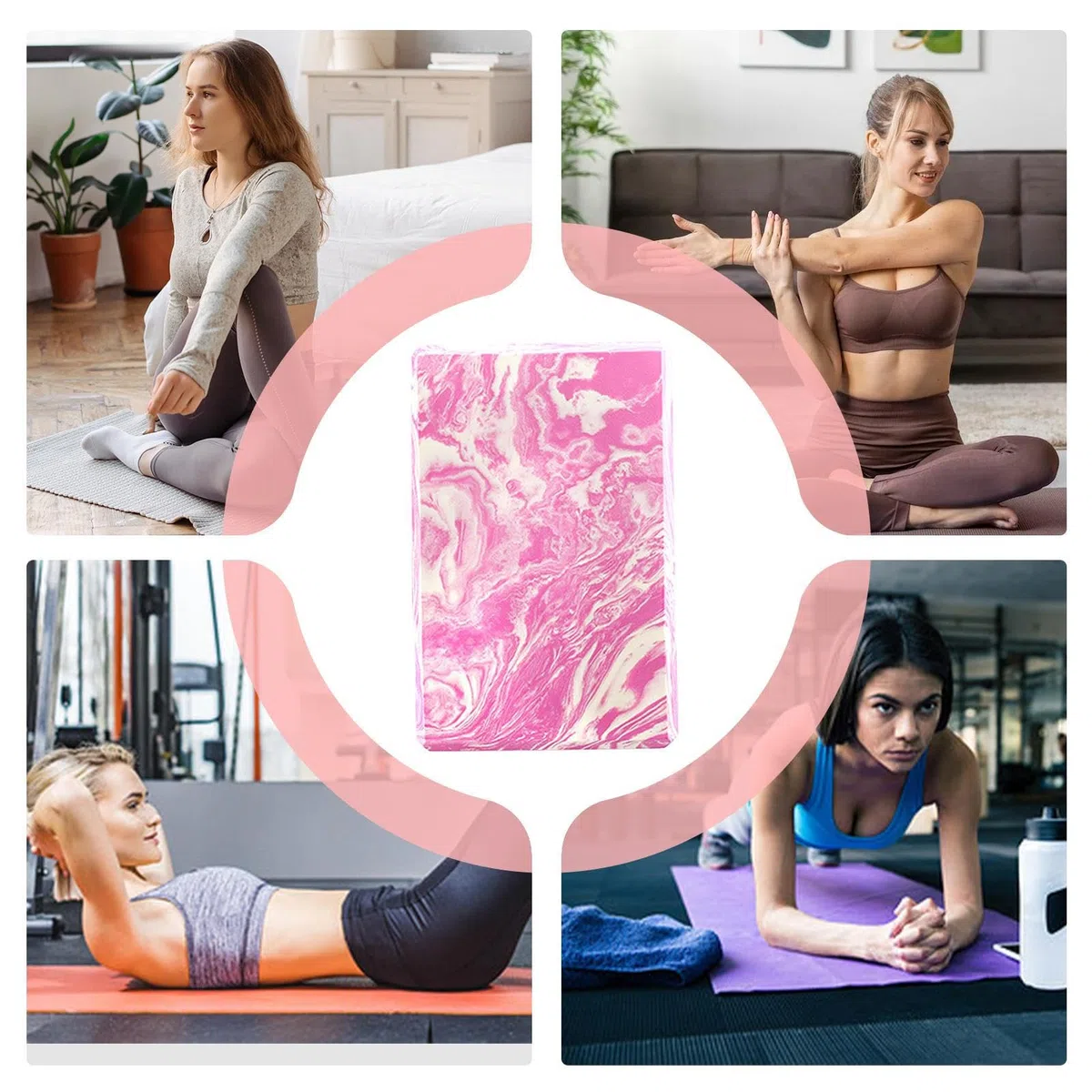 Blocchi da yoga – Blocchi leggeri in schiuma EVA | Mattoni da yoga ad alta densità | Strumento per blocco fitness | 23 x 15 x 7,5 cm, comodi al tatto, accessori antiscivolo per stabilità e equilibrio
