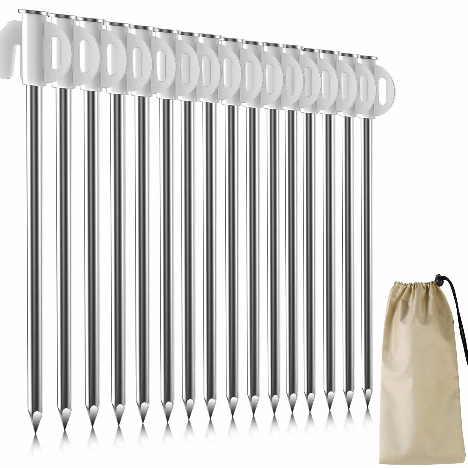 Picchetti Tenda, 16x Picchetti Campeggio, Picchetti Ancoraggio Lunghezza 21 cm per Accessori da Campeggio, Giardinaggio, Pesca, Tende