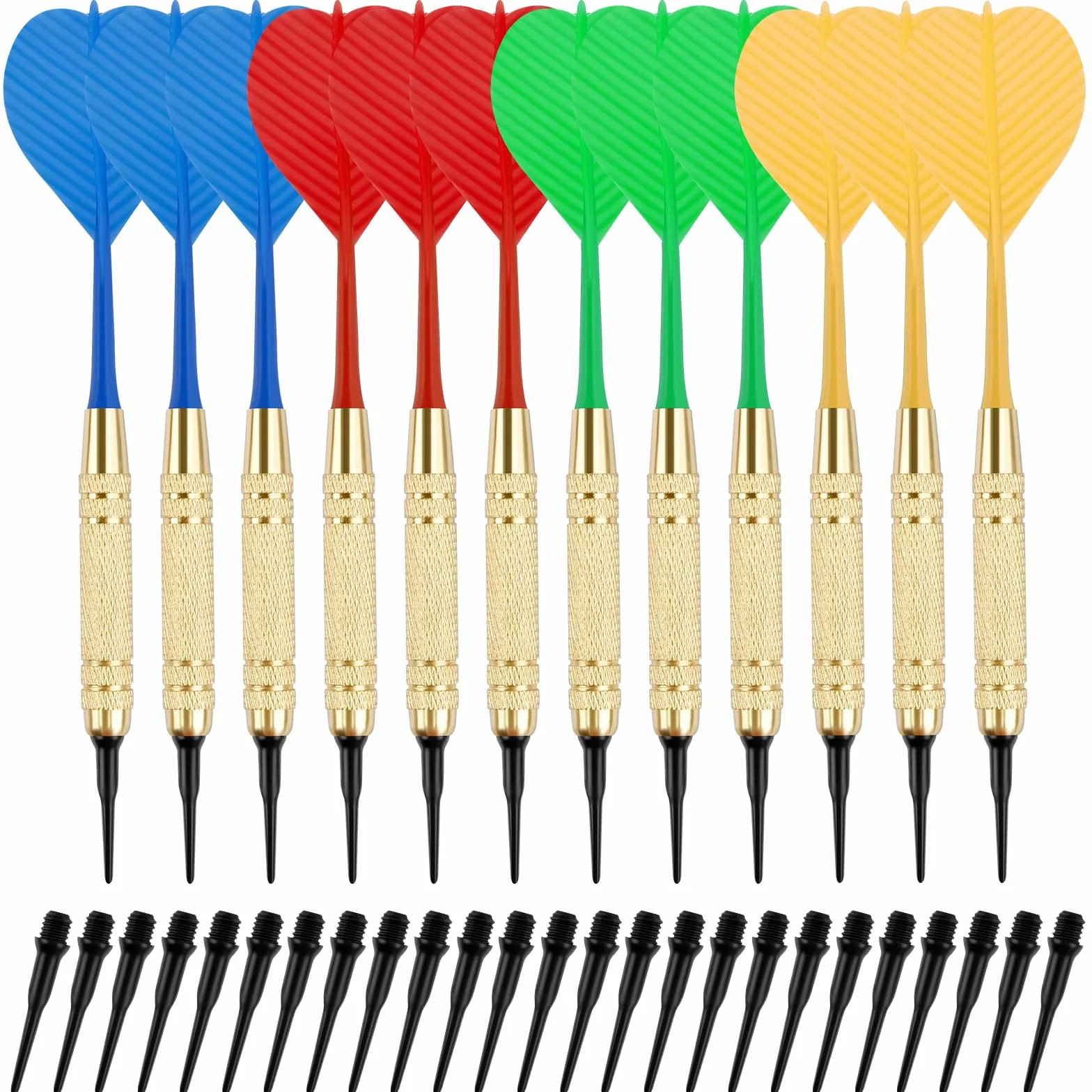 Freccette Professionali Punta Plastica,12 Set di Freccette Morbide con 100 Punte,Freccette Morbide per Bersaglio Elettronico,Freccette Professionali per Bambini Giovani e Anziani