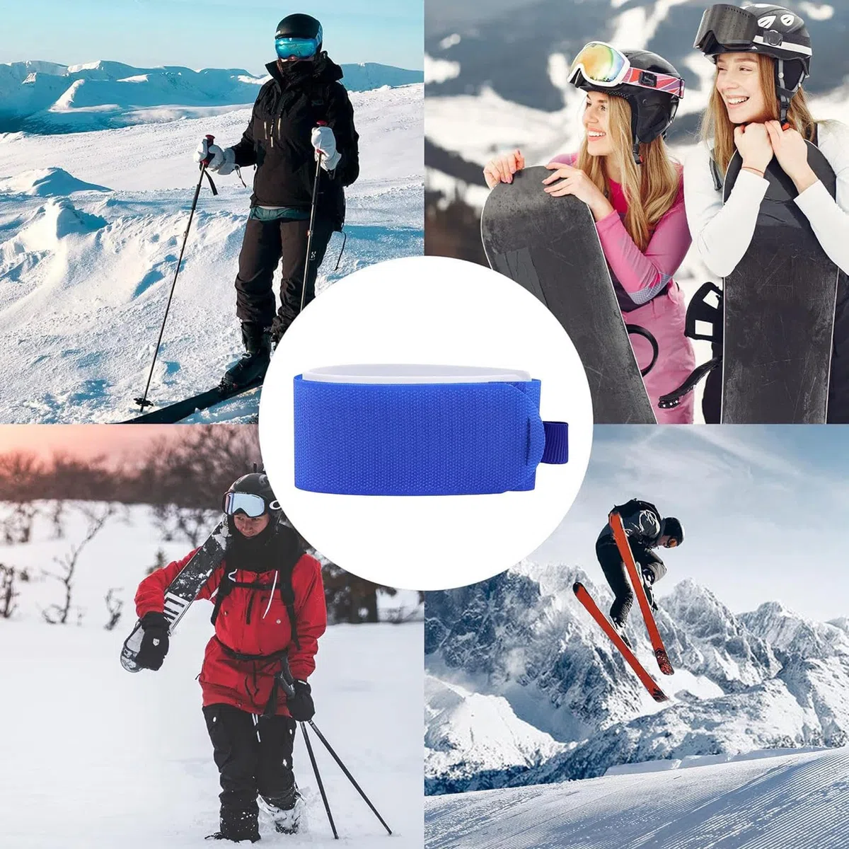 Cinghie porta sci, lacci per snowboard e sci, 4 cinghie regolabili in nylon, cinghie per il trasporto, accessori per sport invernali