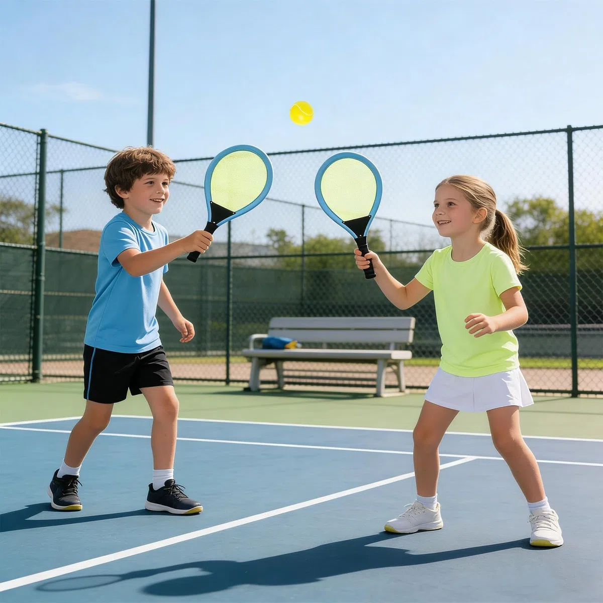 Set da tennis per bambini | Set Di 2 Racchette Da Tennis Con Palla E | Volani da badminton per bambini, giochi da giardino per bambinni Gioco da campeggio