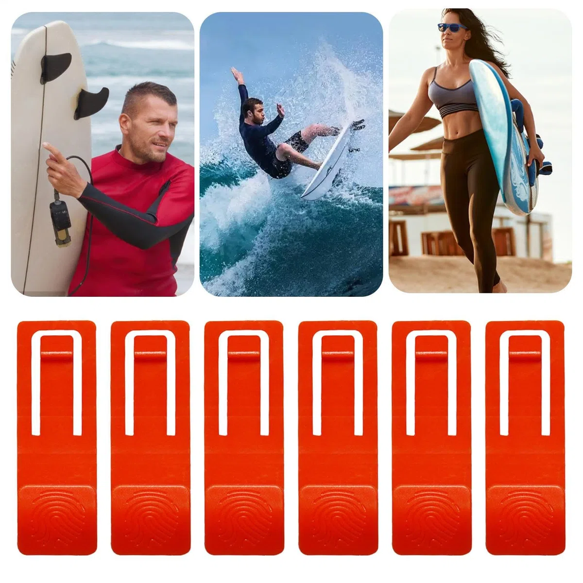 Fibbia per pinna da surf – clip per pinne da surf | 6 fibbie per spartiacque | clip di ricambio per pagaia | perno a sgancio rapido | clip per accessori per dispositivi a squalo