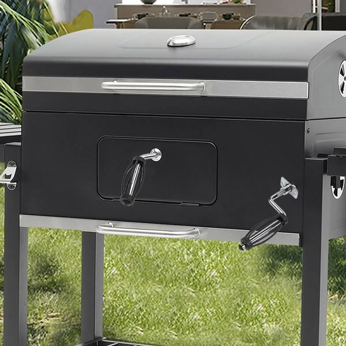 Maniglia per barbecue per Traeger e altre marche, filettatura da 12 mm, ricambio in acciaio inox, presa sicura ad alto calore per affumicatori e stufe a legna (A)
