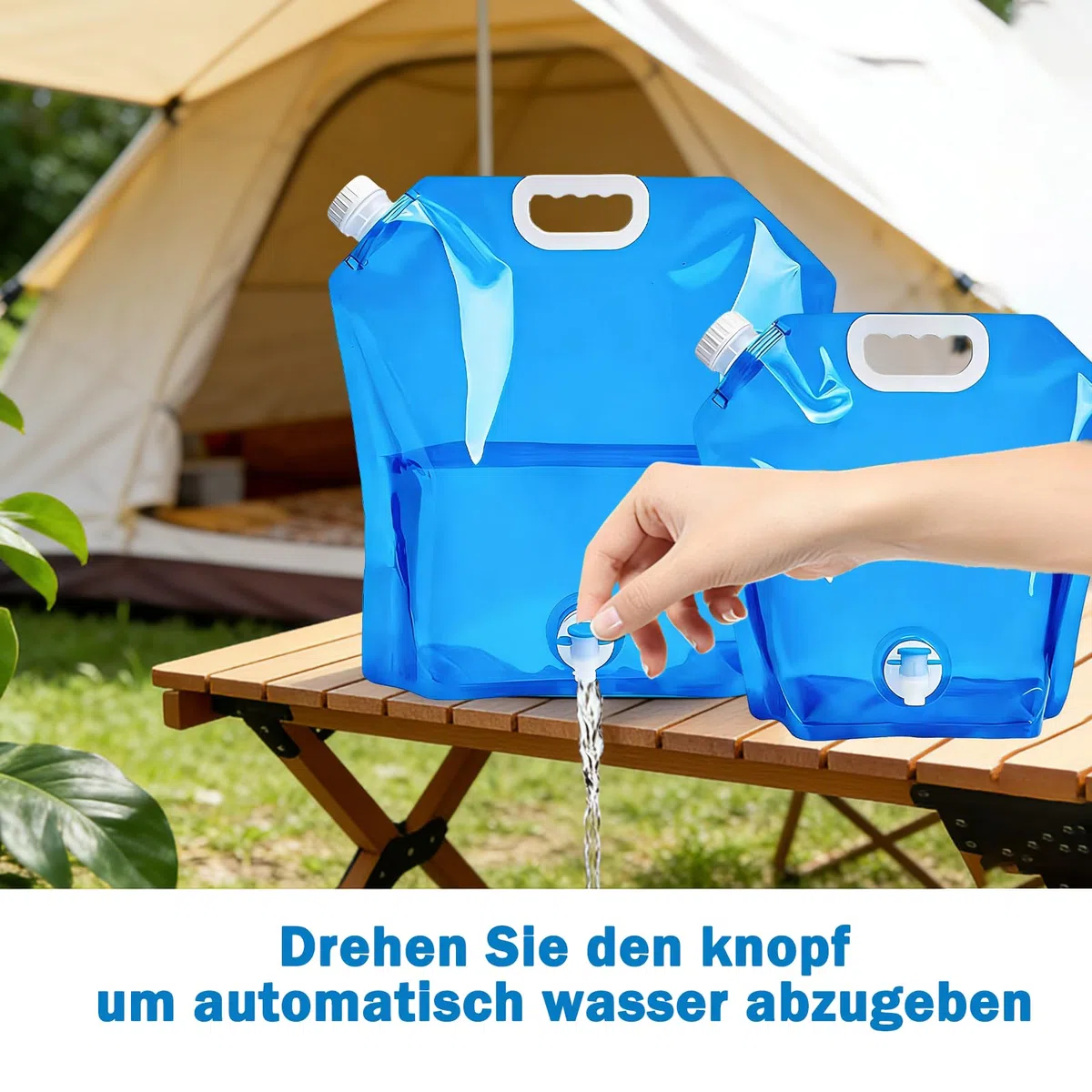 2 Tanica Acqua Con Rubinetto Pieghevoli Set,Tanica Acqua Campeggio 10l/5l,Taniche Per Acqua Con Moschettone E Corda Per Sospensione ,Contenitori Richiudibili Per Festival E Accessori Da Camper