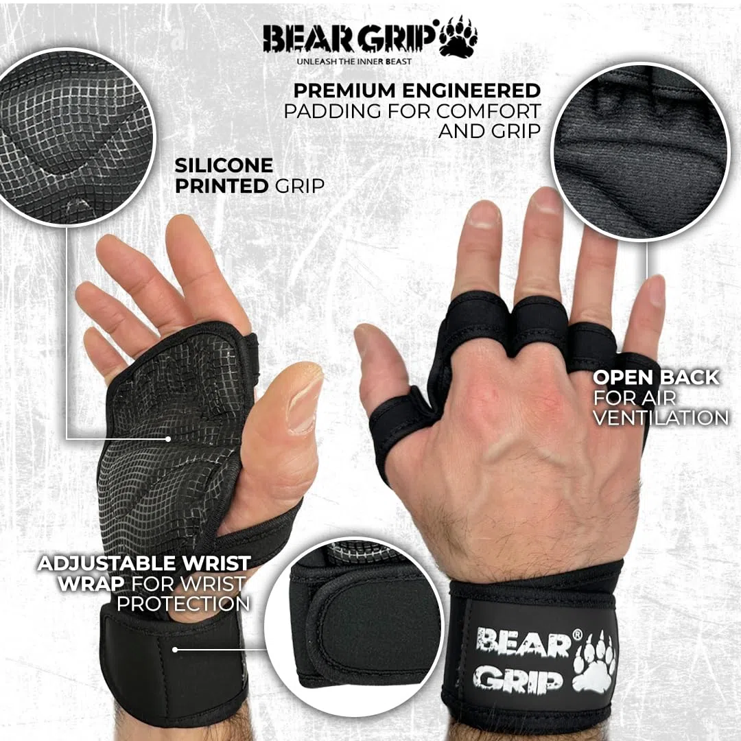 BEAR GRIP Guanti da allenamento, protezione extra per il palmo della mano, per crossfit, bodybuilding, calisthenics, powerlifting, per uomini e donne