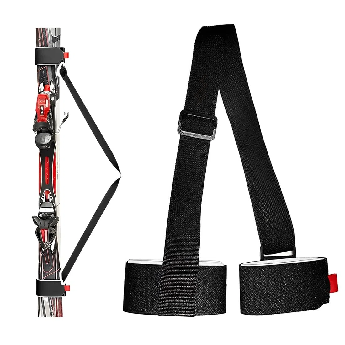 1 Pezzo Adjustable Ski Strap Nylon Polyester For Snowboarding Ski Holders Porta Sci Accessori Sci Ski Straps For Snowboarding Transport (Nero)