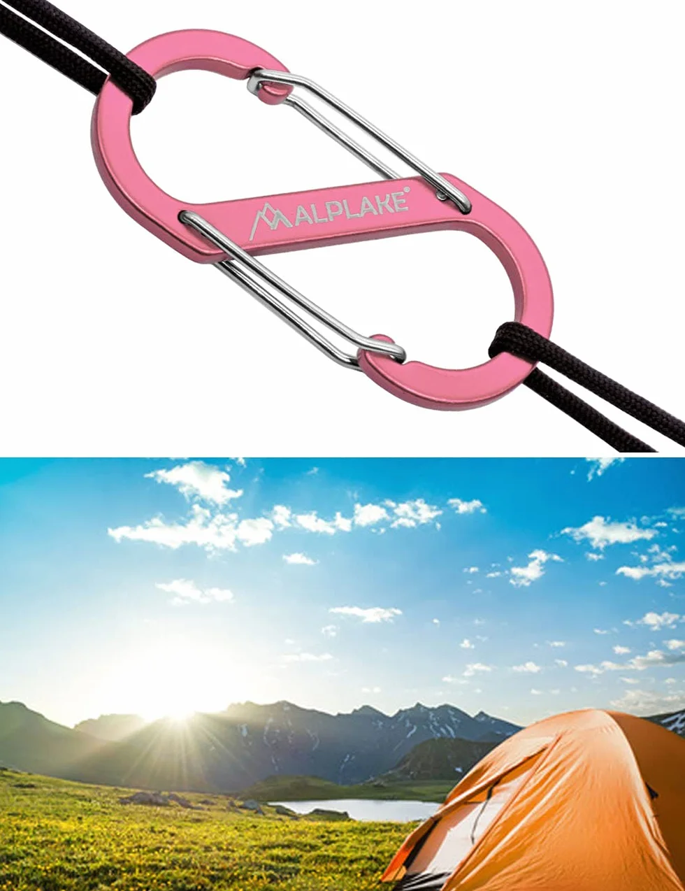 Zestaw 4 moschettoni doppi micro forma S 88 x 40 mm rosa
