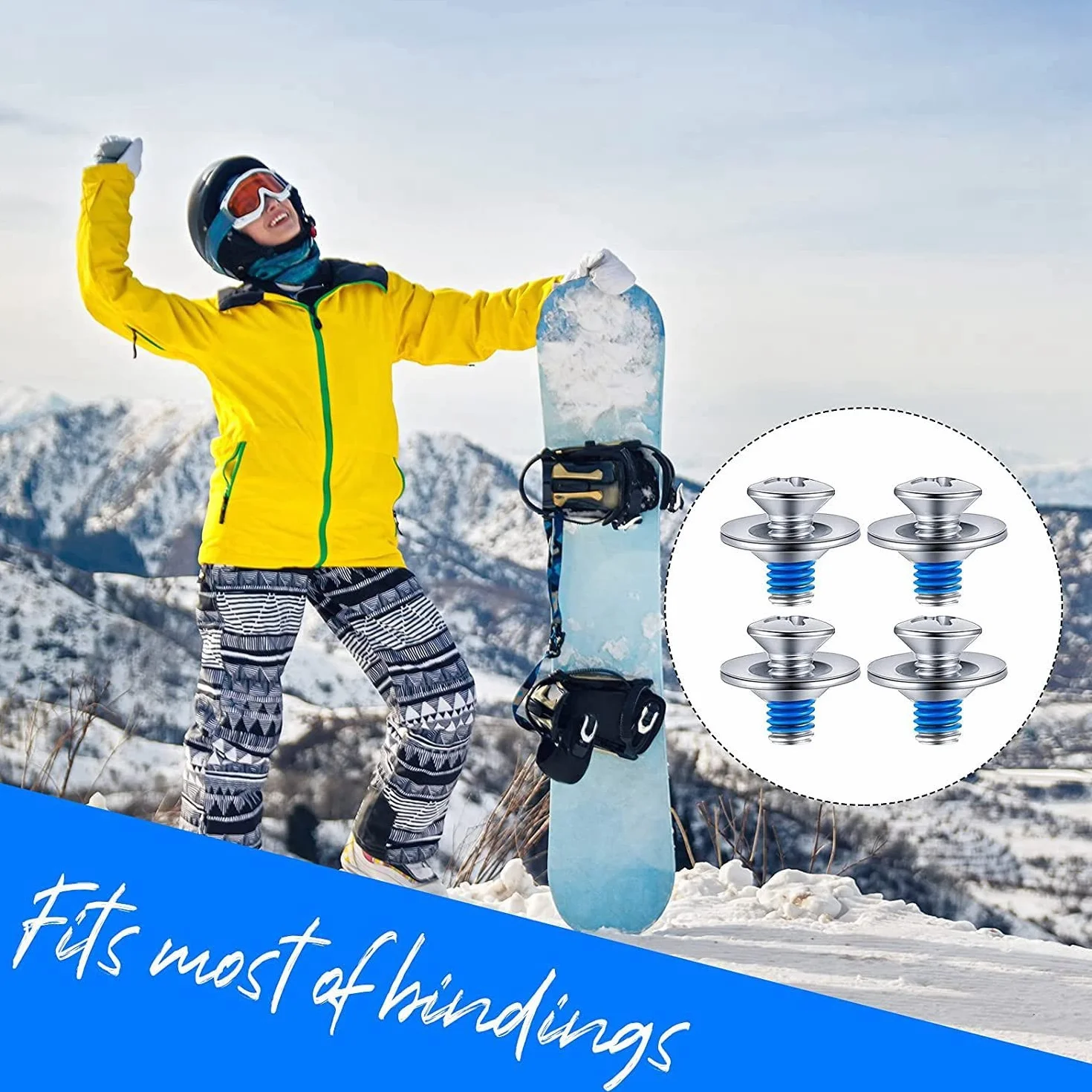 Il Set di di Fissaggio per Snowboard Include 4 Pezzi di di Montaggio per Snowboard e 4 Pezzi di Rondelle per da Snowboard
