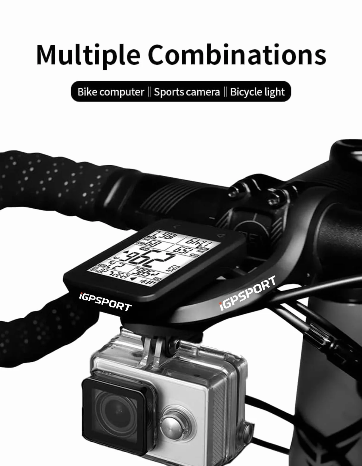 iGPSPORT M80/M82 Supporto per manubrio per computer da bicicletta, compatibile con GPS e accessori per computer da ciclismo