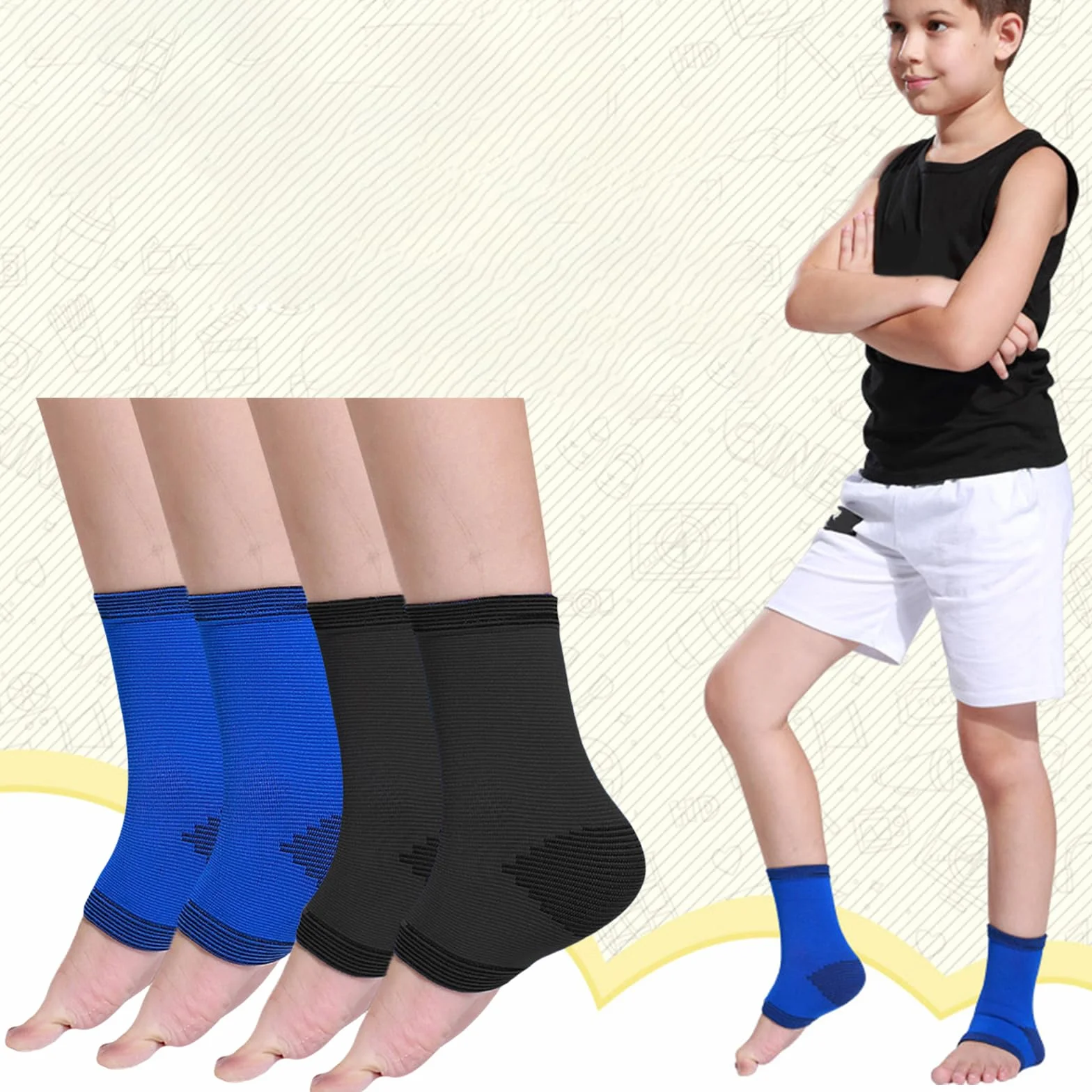 Calzini sportivi alla caviglia per bambini per basket corsa calcio compressione piede caviglia maniche calzino caviglia brace calzino per bambini