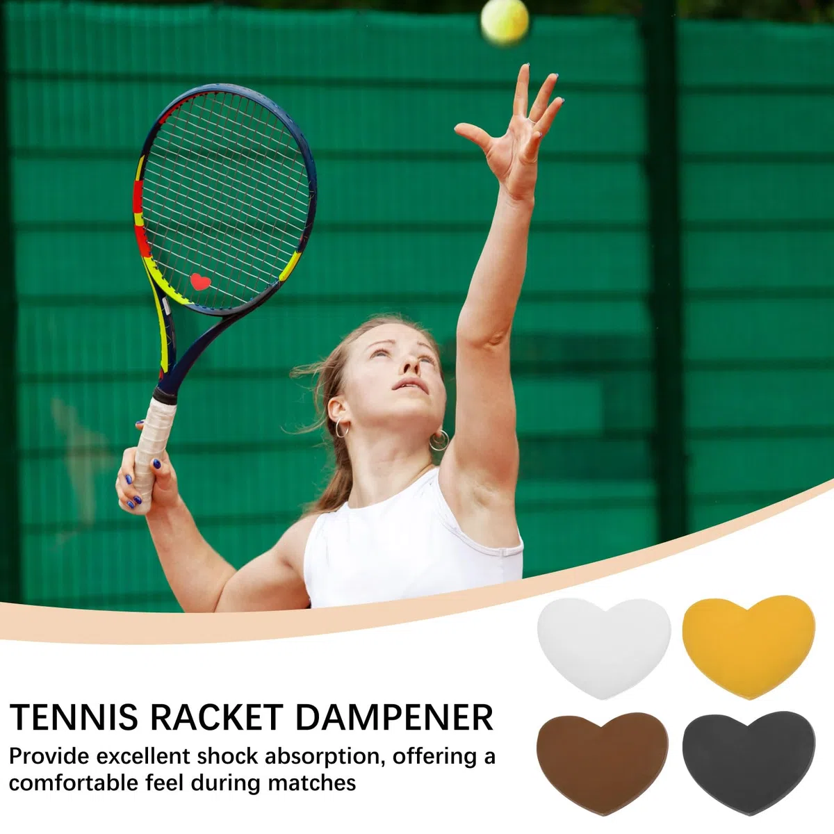 Racchetta da tennis antivibrazioni, ammortizzatore in morbido silicone per racchetta da tennis, a forma di cuore