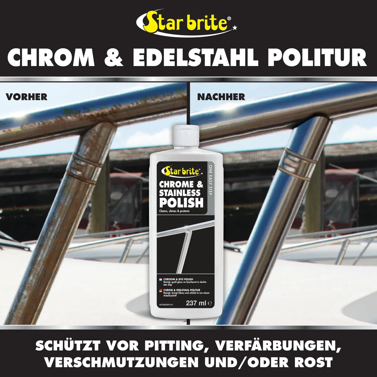 STAR BRITE DISMARINA PLASTIMO, Bajo PEDIDO-PULIMENTO para CROMADO/Inox 237ML Unisex-Adulto, Multicolor, 237 ml