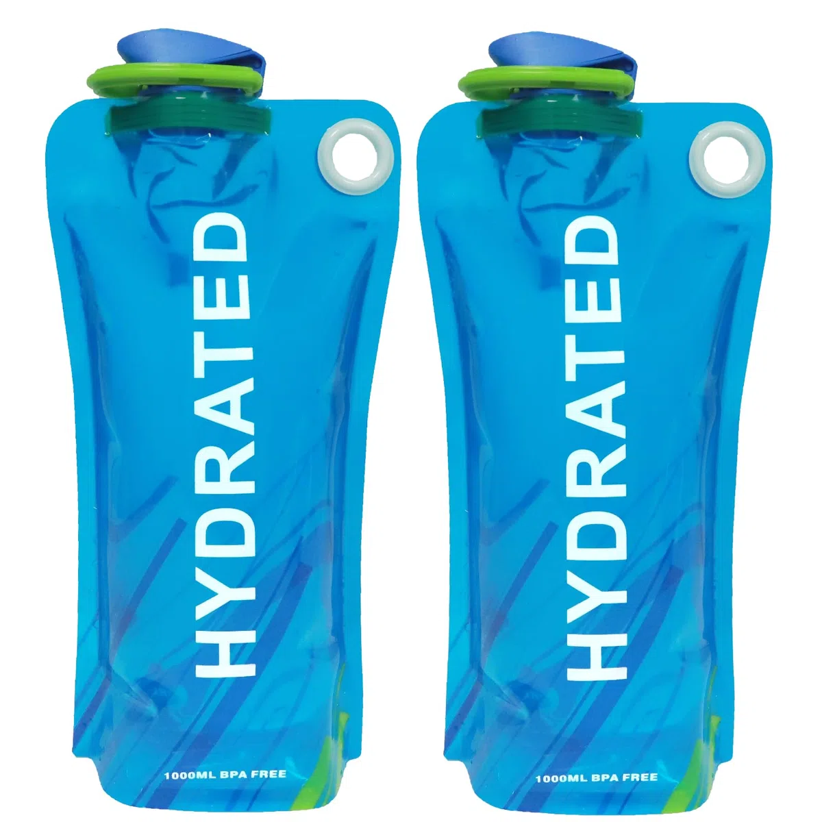 2 Pezzi Borraccia Pieghevole Con Moschettone,Borraccia Morbida Plastica 1 Litro,Sacca Idrica Per Running,Bottiglia Pieghevole Per Escursionismo,Soft Flask Per Festival E Feste Running