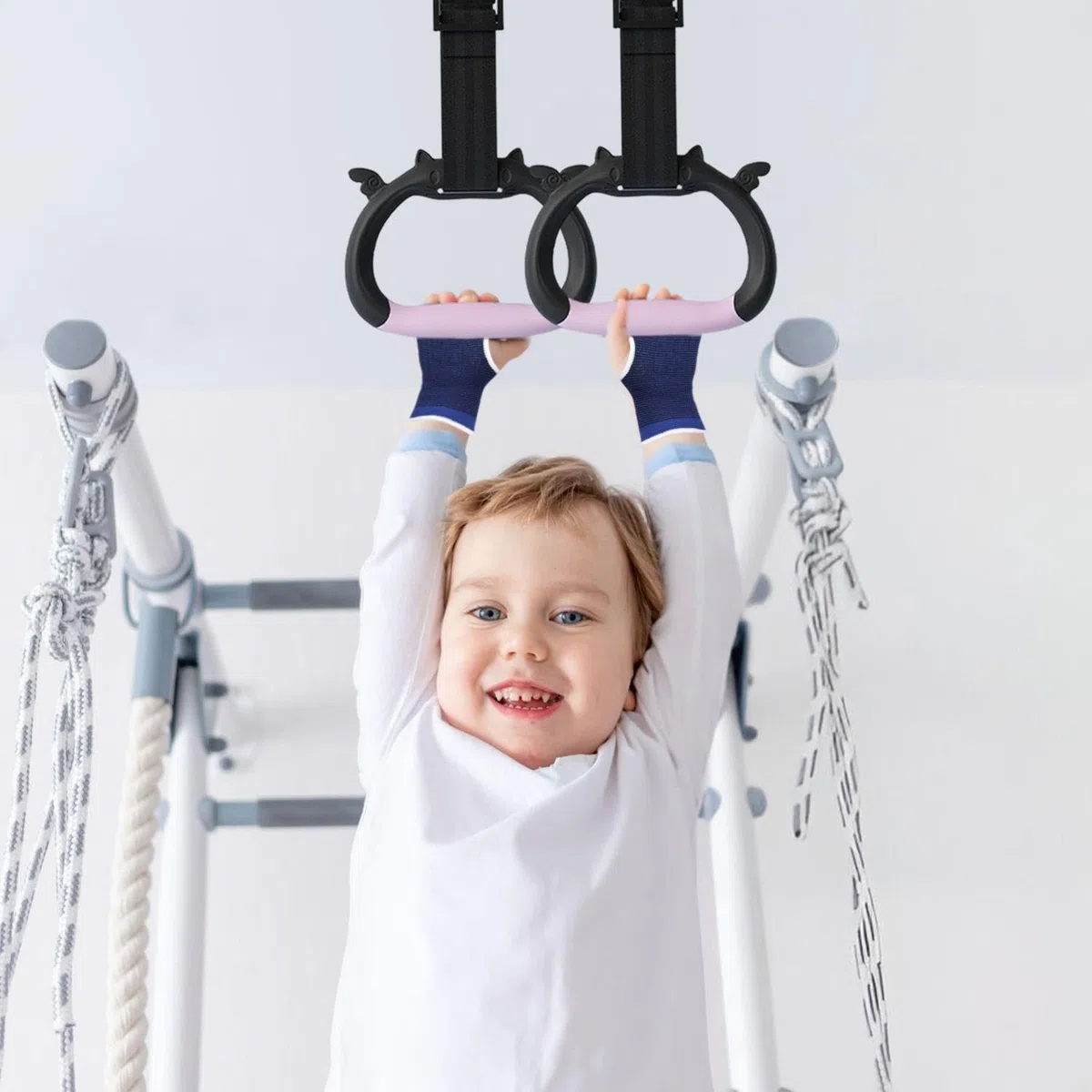 1 Paio di Anelli Sportivi per Bambini E 1 Paio di Protezioni per I Palmi, Attrezzatura Fitness per Bambini, Attrezzatura per Allenamento Fisico per Bambini, Accessori Fitness Indoor