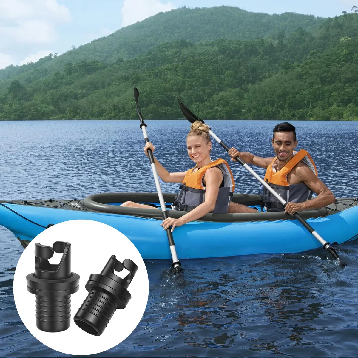 2 Pezzi Adattatore per Valvola Gommone, Nero Adattatore Pompa SUP, Plastica Adattatore per Kayak Valvola H-R, Adattatore Pompa per Gonfiabili, Adattatore Valvola Aria SUP per Barca, Gommoni