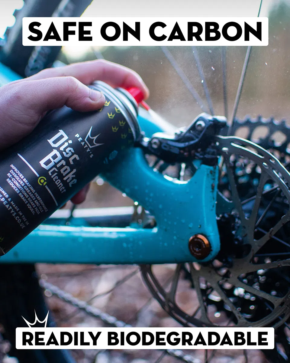 Peaty's Detergente Freni Spray per Bici - Pulitore Freni a Disco ad Asciugatura Rapida, Migliora le Prestazioni di Frenata della Bicicletta, Rimuovere Olio e Grasso da Dischi e Pastiglie - 400ml