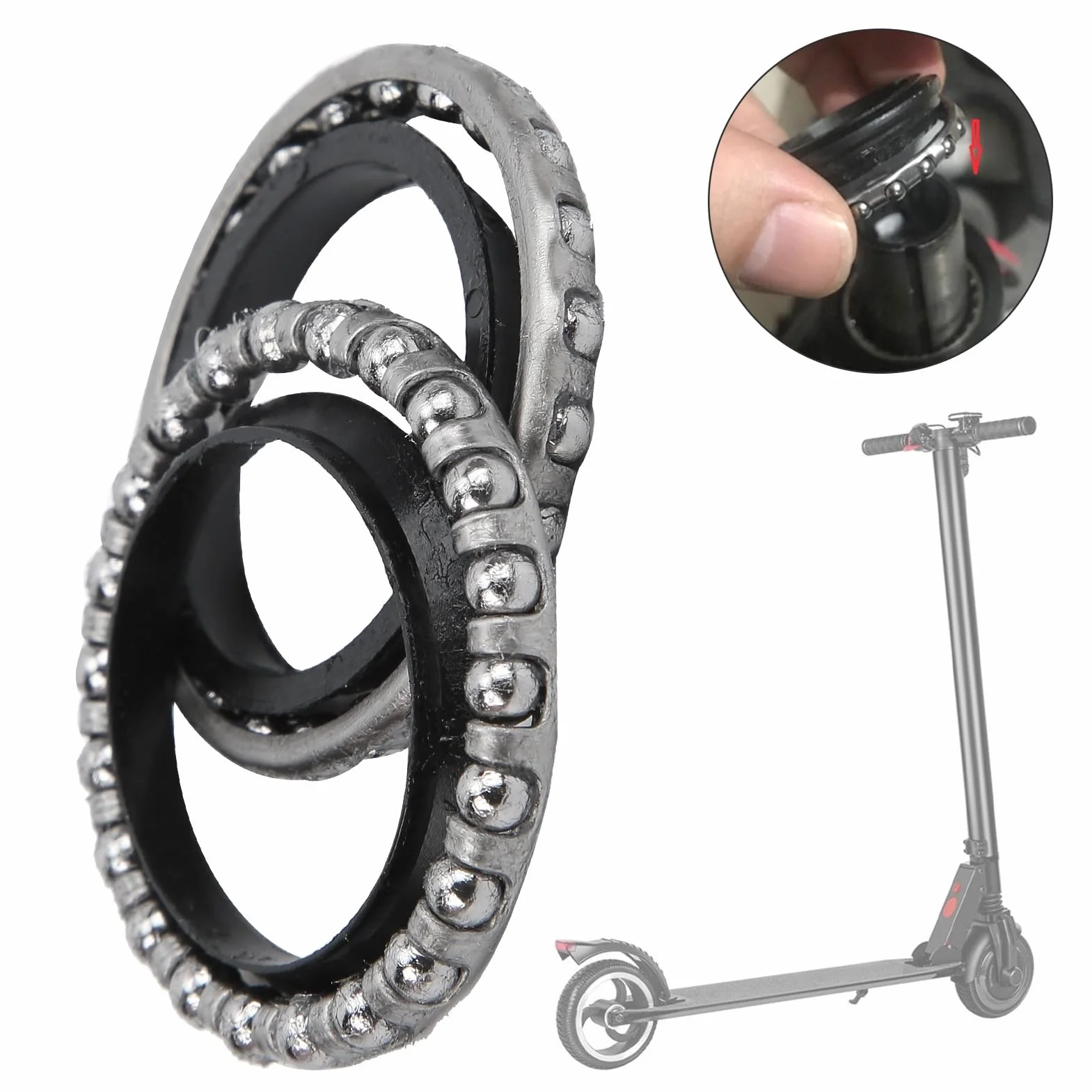 Cuscinetto a Sfere dello Sterzo dello Scooter da 2 Pezzi, Dispositivo di Sterzo a Sfera Rotante con Asta Verticale della Ciotola del Cuscinetto della Forcella per Scooter Elettrico M365 Pro