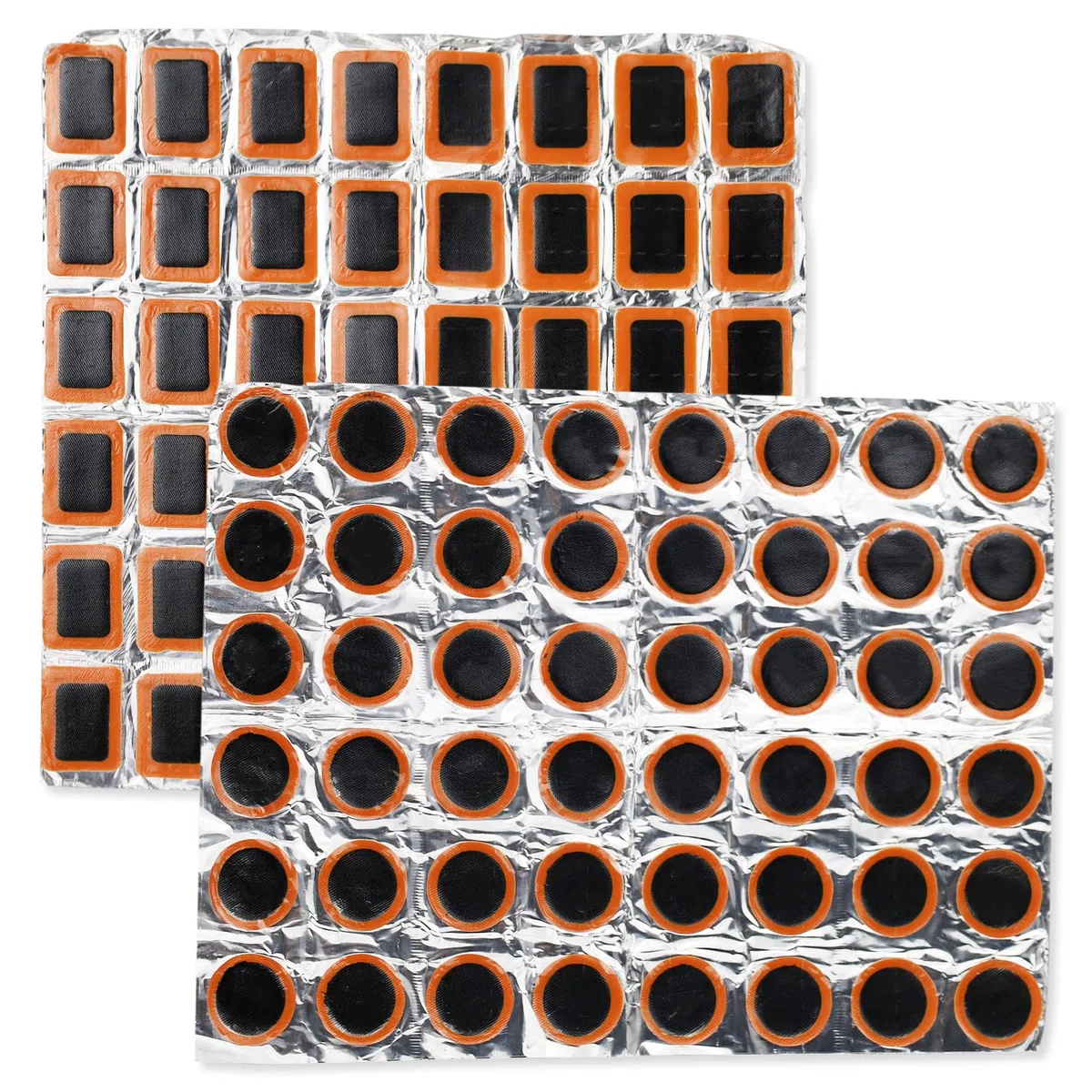 SZCXDKJ 96 Pezzi Toppe Quadrate+Toppe Tonde, Kit di Riparazione per Forature di Pneumatici di Bicicletta, Toppe di Gomma per Riparazione di Camere d'aria e Pneumatici di Bicicletta
