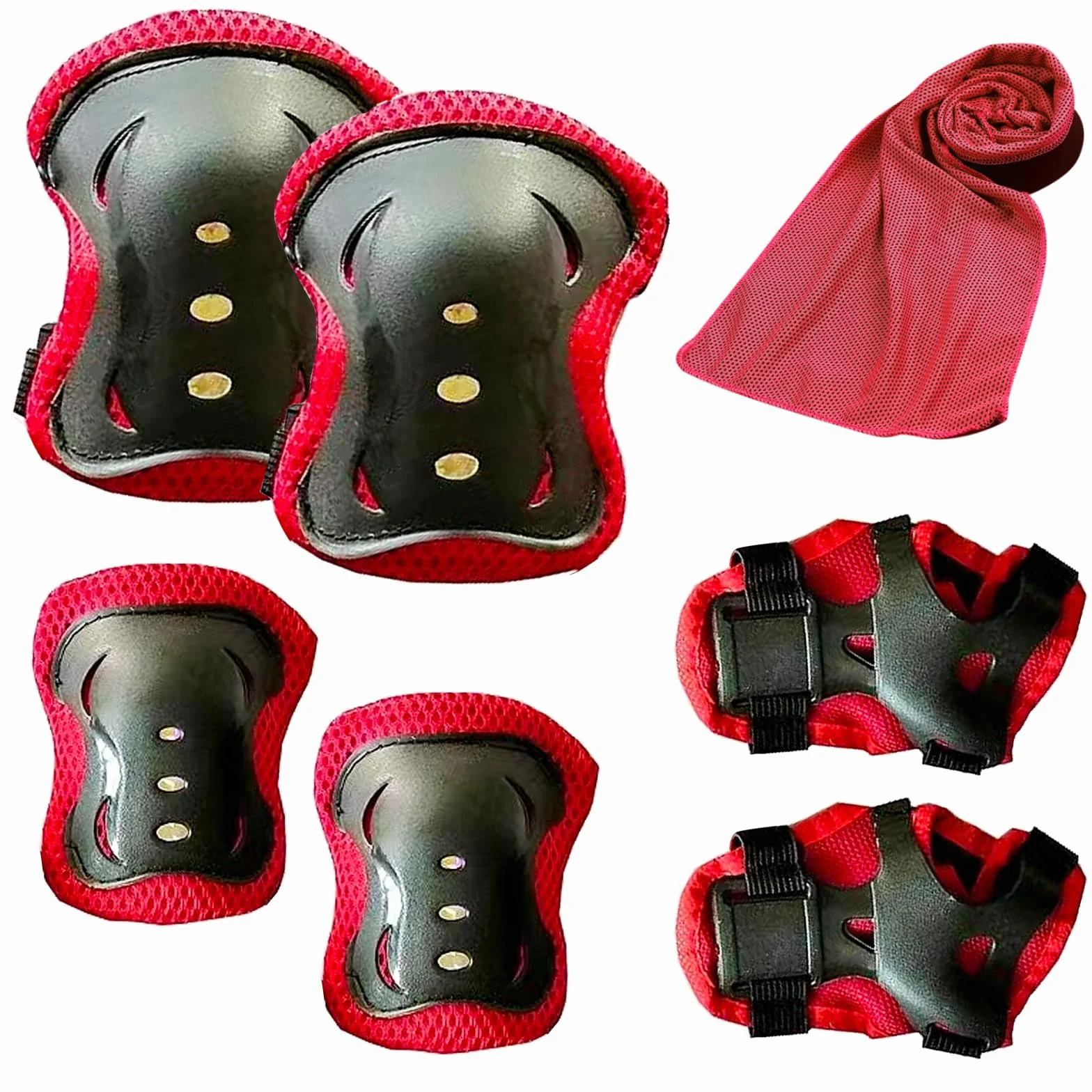 JSTHHTT Protezioni Skateboard Bambino,Set di Protezioni per Bambini,Protezioni Pattini Ginocchiere Gomitiere,Regolabile Ginocchiere Gomitiere per Skateboard Bicicletta Pattinaggio Monopattino,Rosso